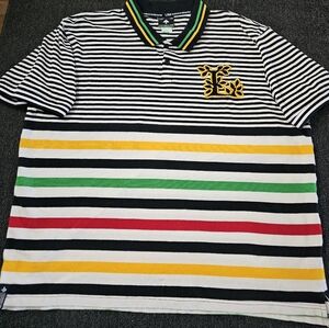 LRG Lifted Research Group Cotton Multicolored Striped Polo Shirt Men's Size 2XL